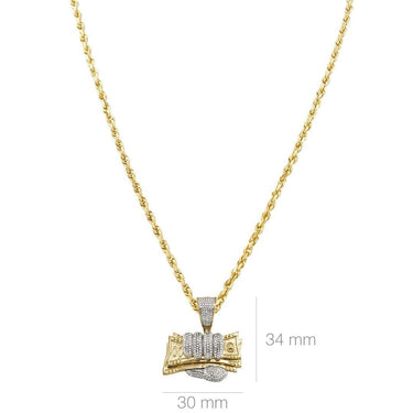 Yellow Diamond Money in Hand Pendant in 10k Yellow Gold 0.56 Ctw